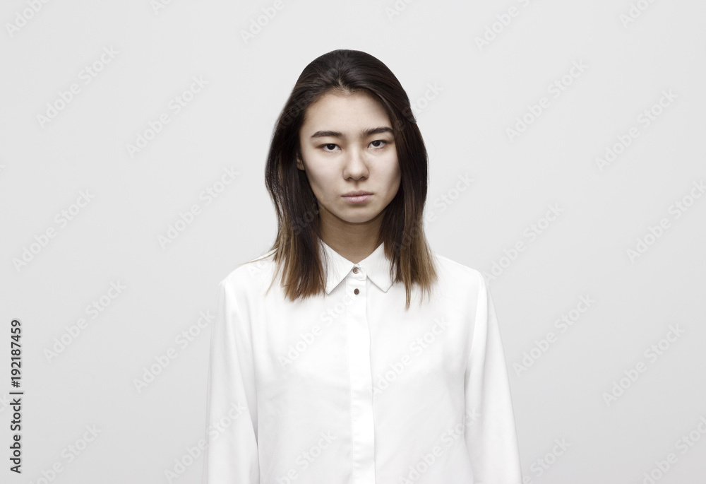 Closeup portrait displeased pissed off angry grumpy pessimistic woman with bad attitude. Negative human emotion facial expression feeling Closeup portrait displeased pissed off angry grumpy pessimistic woman with bad attitude. Negative human emotion facial expression feeling