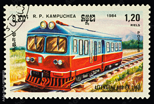 Locomotive type 803 (Germany, 1968) on postage stamp