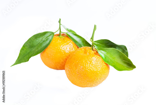 Orange mandarin or tangerine fruit isolated on white background. Life style from healthy food