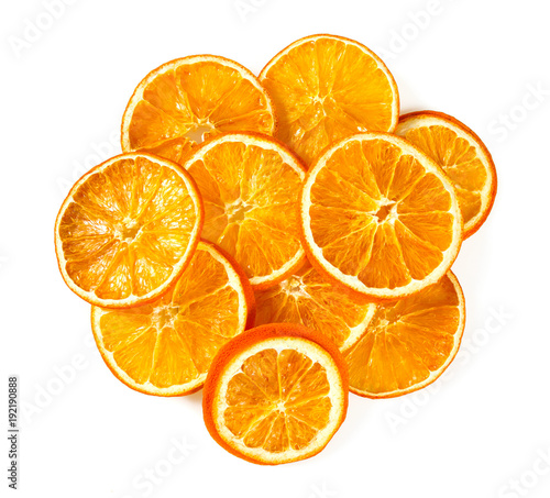 dried oranges isolated on white