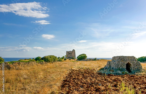 The ancient rural huts of the Puglia teriitoy photo