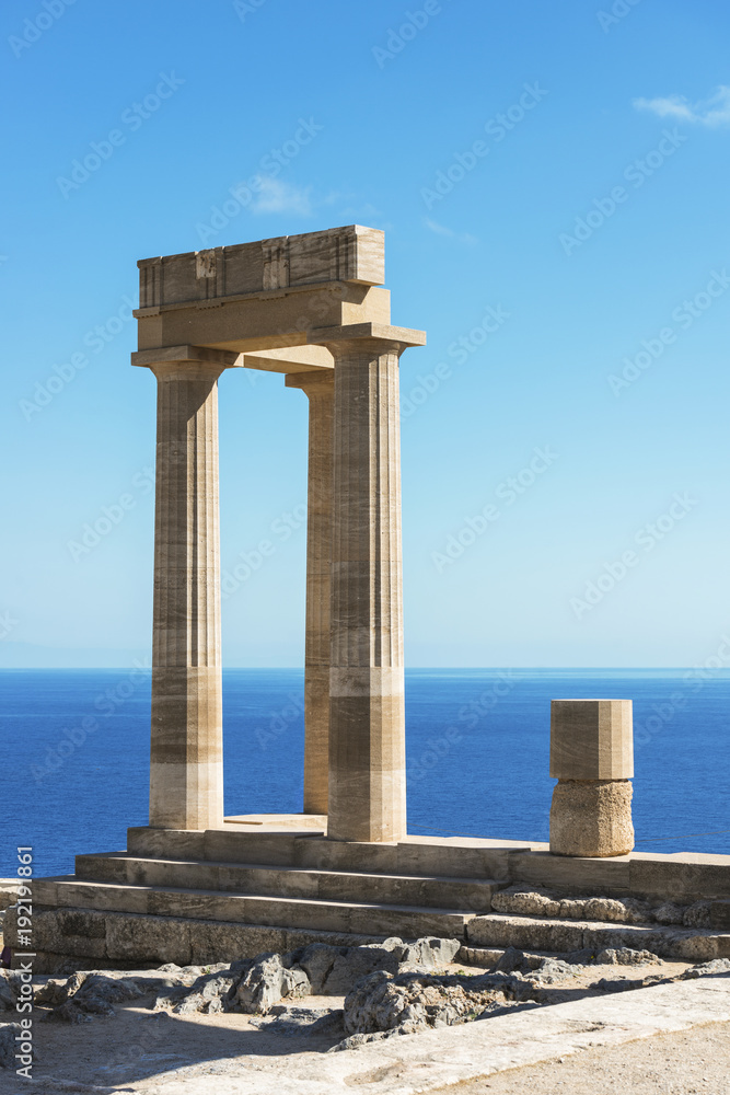 Columns of the ancient Lindos, Rhodes, Greece