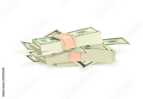 Bundle of Green Dollar Bills Vector Illustration