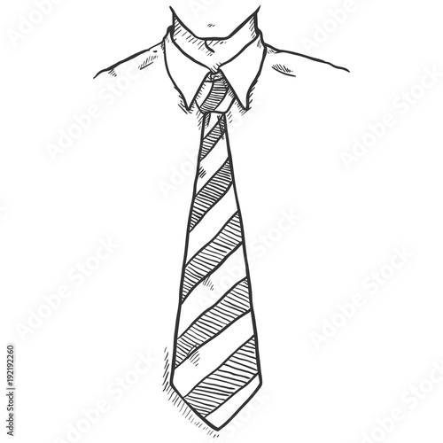 Vector Sketch Hand Drawn Illustration - Office Employee in Shirt and Necktie.