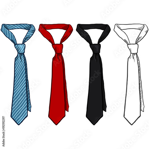 Vector Set of Sketch and Cartoon Color Neckties