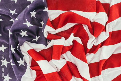 full frame of folded american flag, presidents day celebration concept
