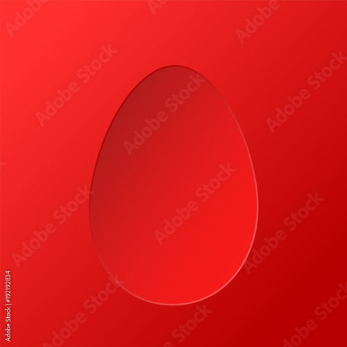 Happy Easter red greeting crd with colored egg, stock vector illustration