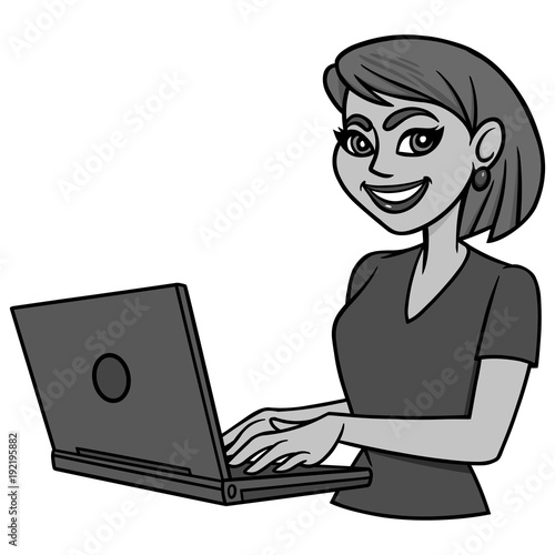 Female Blogger Illustration - A vector cartoon illustration of a Female Blogger.