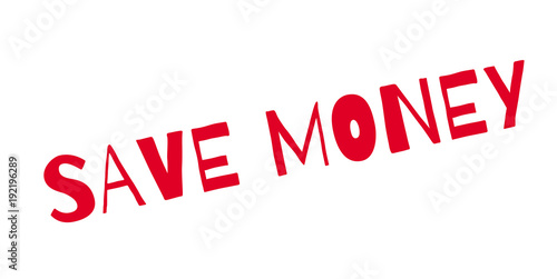 Save Money rubber stamp. Grunge design with dust scratches. Effects can be easily removed for a clean, crisp look. Color is easily changed.