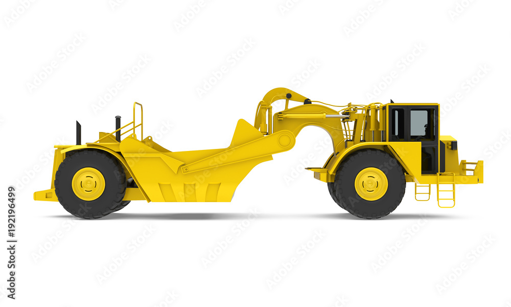 Fototapeta premium Wheel Tractor Scraper Isolated