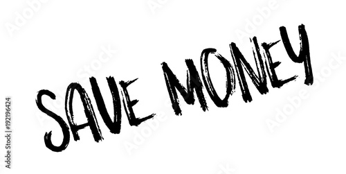 Save Money rubber stamp. Grunge design with dust scratches. Effects can be easily removed for a clean, crisp look. Color is easily changed.