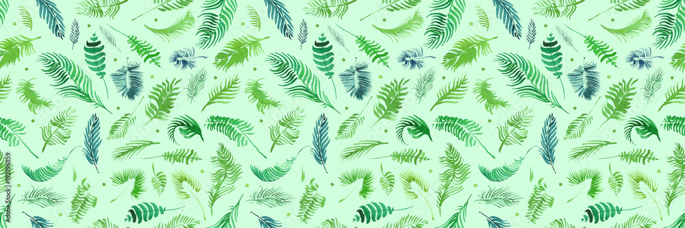 Tropical palm leaves, jungle leaves seamless floral pattern background, Watercolor tropical decor, Print summer exotic jungle plant tropical palm leaves. Pattern, seamless floral background. Tropical palm leaves, jungle leaves seamless floral pattern background, Watercolor tropical decor, Print summer exotic jungle plant tropical palm leaves. Pattern, seamless floral background.