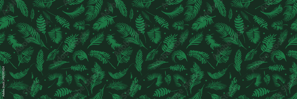 Fototapeta premium Tropical palm leaves, jungle leaves seamless floral pattern background, Watercolor tropical decor, Print summer exotic jungle plant tropical palm leaves. Pattern, seamless floral background.