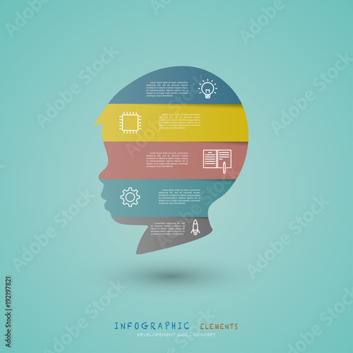 Infographic elements with child head development skill concept.