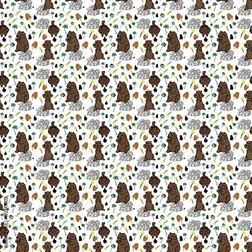 Groundhog Day seamless pattern background.