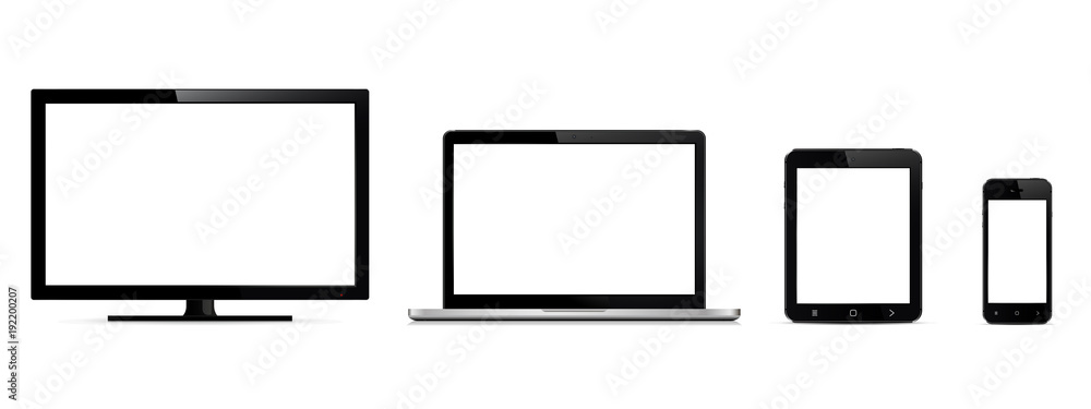 Vector digital devices. Monitor, laptop, tablet and smart phone. Vector digital devices. Monitor, laptop, tablet and smart phone.