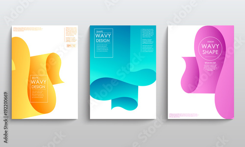 Set of cards with blend liqud colors. Futuristic abstract design. Usable for banners, covers, layout and posters. Vector.