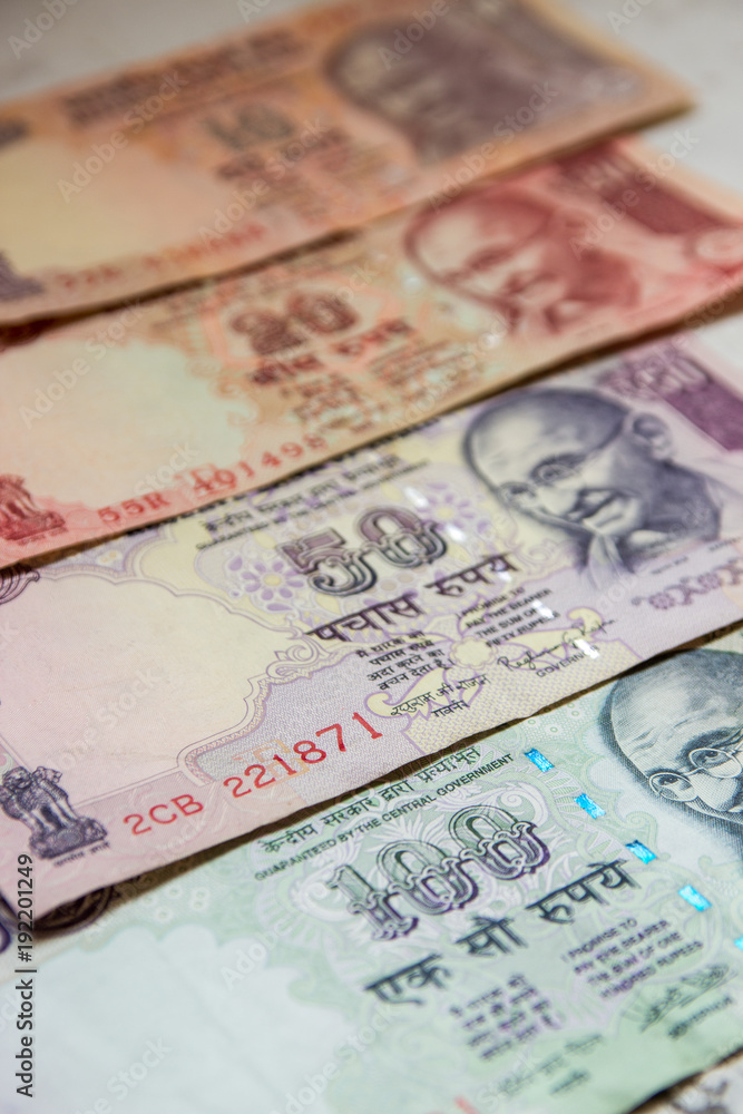 Indian rupee money banknote on a white background Indian rupee money banknote on a white background