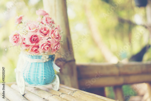 rose flower in vase pot, co...