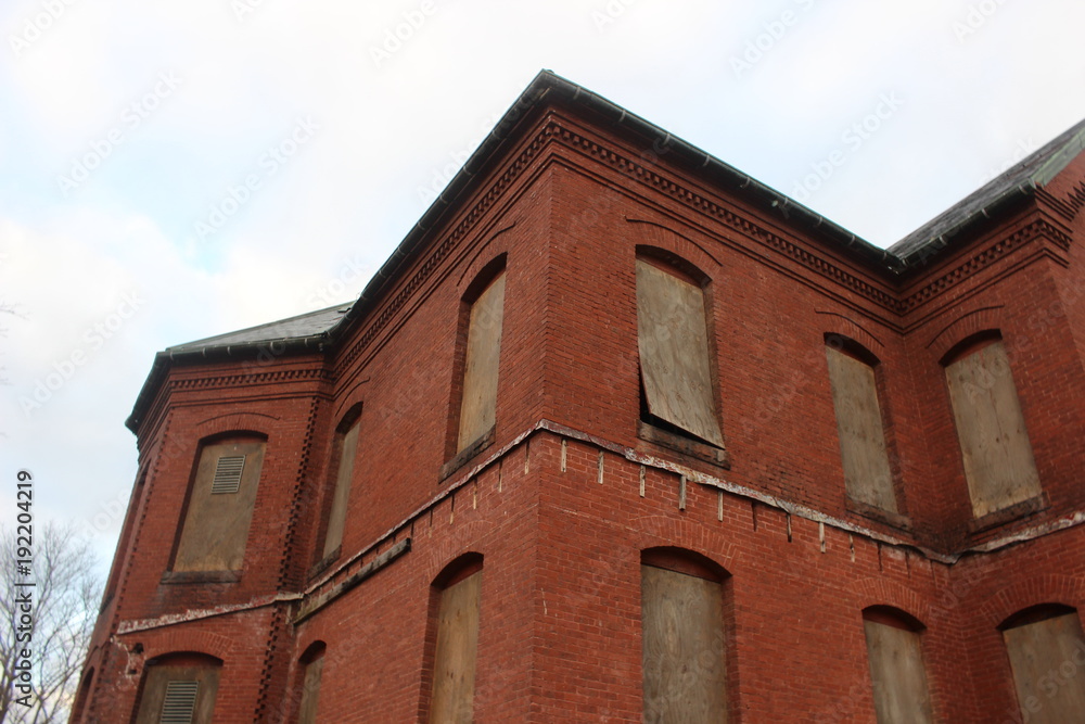 Abandoned brick asylum hospital building Abandoned brick asylum hospital building