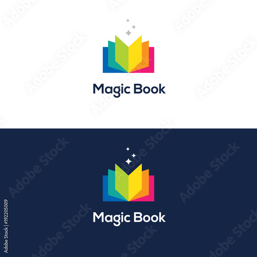 Colorful open book logo.