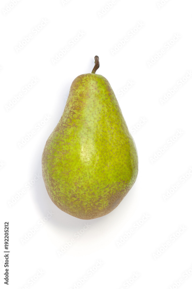 Beautiful green pear with shadow isolated on white background Beautiful green pear with shadow isolated on white background