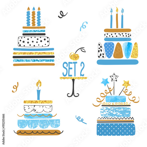 Set of watercolor Birthday ...