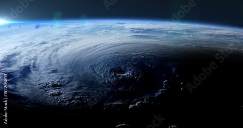 Hurricane Felix View From Space to Earth Sunrise Flare Animation, 4K some elements furnished by NASA images photo