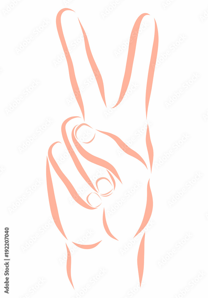 A sign of victory, a gesture with two fingers A sign of victory, a gesture with two fingers