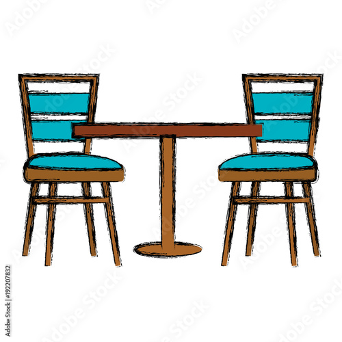 restaurant table and chairs vector illustration design