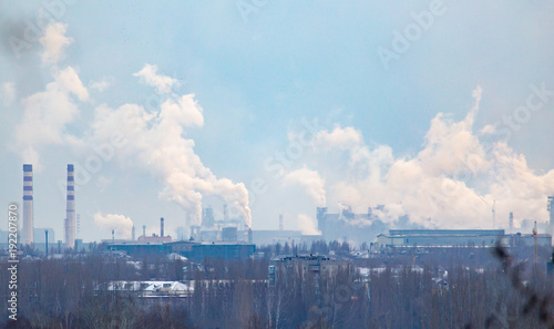 Smoke from the pipes in the factory