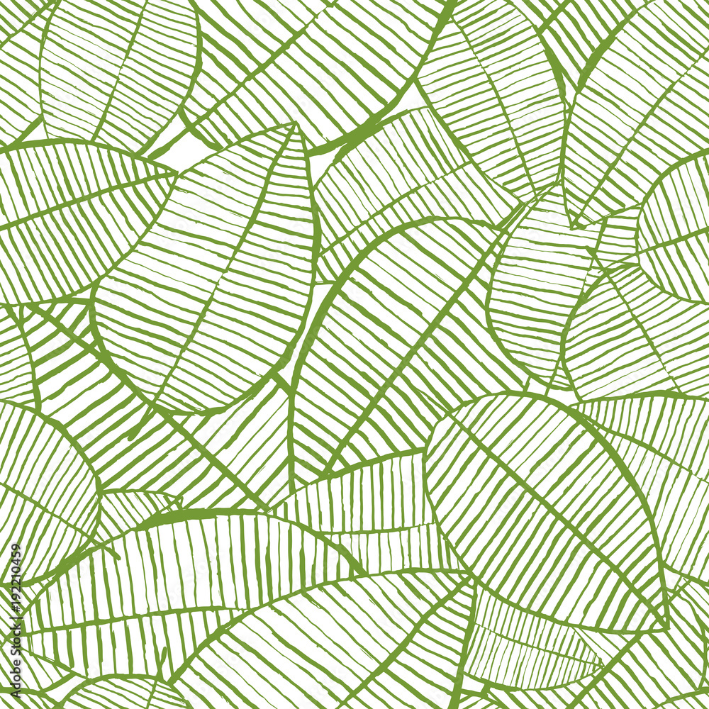 Obraz premium Vector seamless watercolor leaves pattern. Green and white spring background. Trendy floral design for fashion textile print. Nature organic illustration.