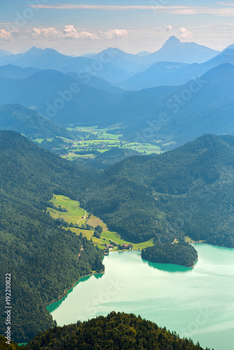 Wallpaper Mural Walchensee lake and green valley against distant mountains Torontodigital.ca
