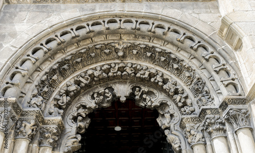 Arc, Church in the Orense region, exterior of gothic cathedral in Spain.