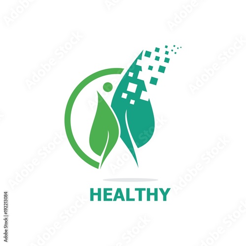 green leaf health pixel logo