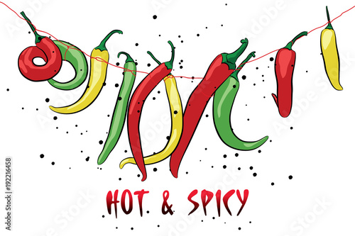 Extra hot chilli peppers. Vector illustration.