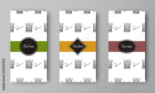 vector design of leaflet cover with print of spool with thread and needle pattern