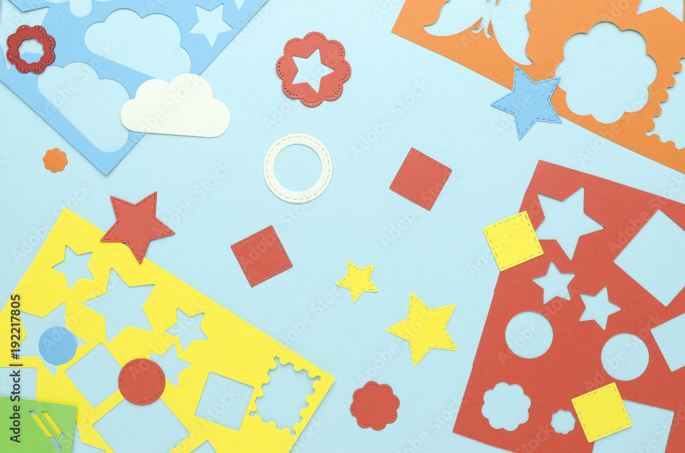 simple geometric shapes cut from colored paper simple geometric shapes cut from colored paper