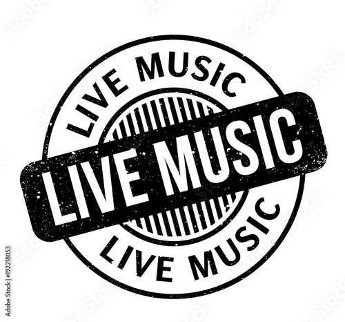 Live Music rubber stamp. Grunge design with dust scratches. Effects can be easily removed for a clean, crisp look. Color is easily changed.
