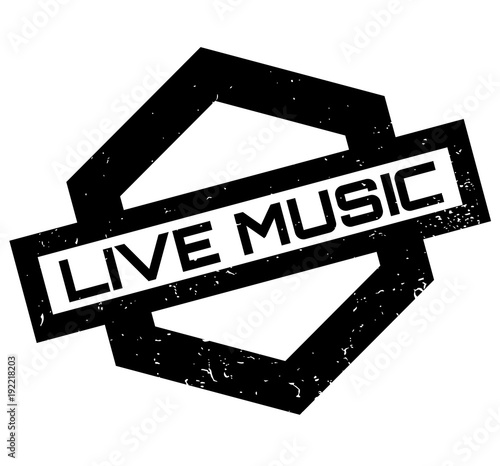 Live Music rubber stamp. Grunge design with dust scratches. Effects can be easily removed for a clean, crisp look. Color is easily changed.