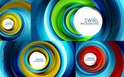 Set of spiral swirl line backgrounds