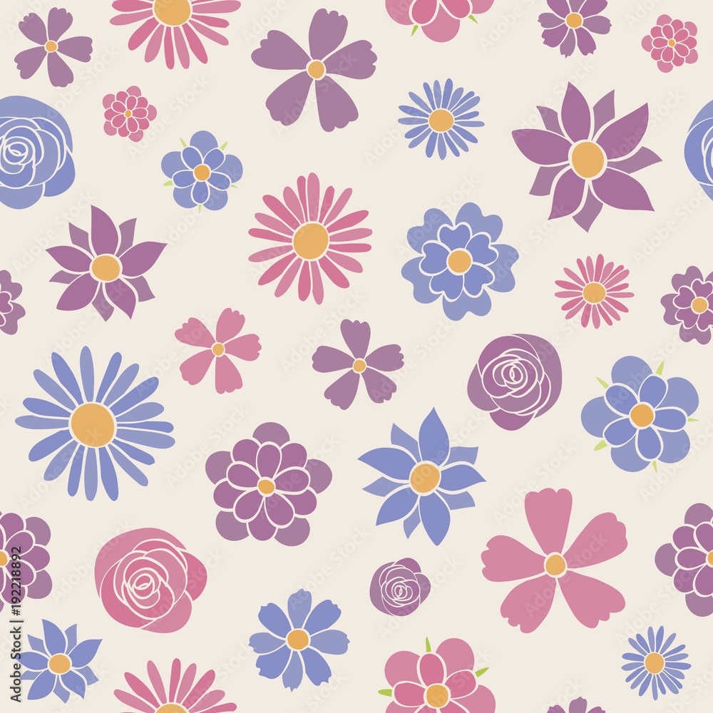 Cute floral background - wallpaper. Vector.