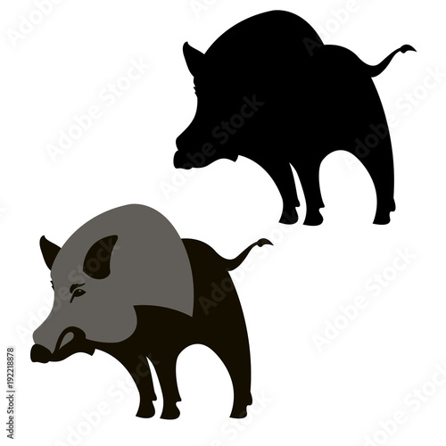 boar wild  vector illustration flat style  silhouette