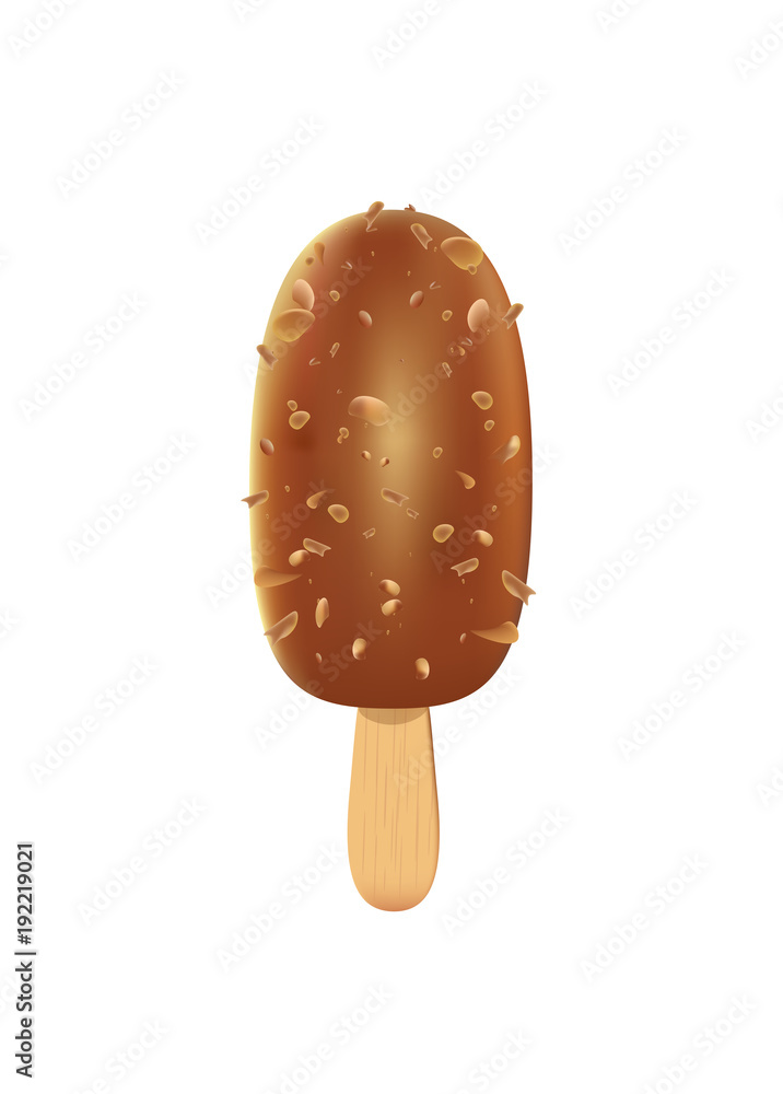 Chocolate ice cream with hazelnuts, vector Chocolate ice cream with hazelnuts, vector