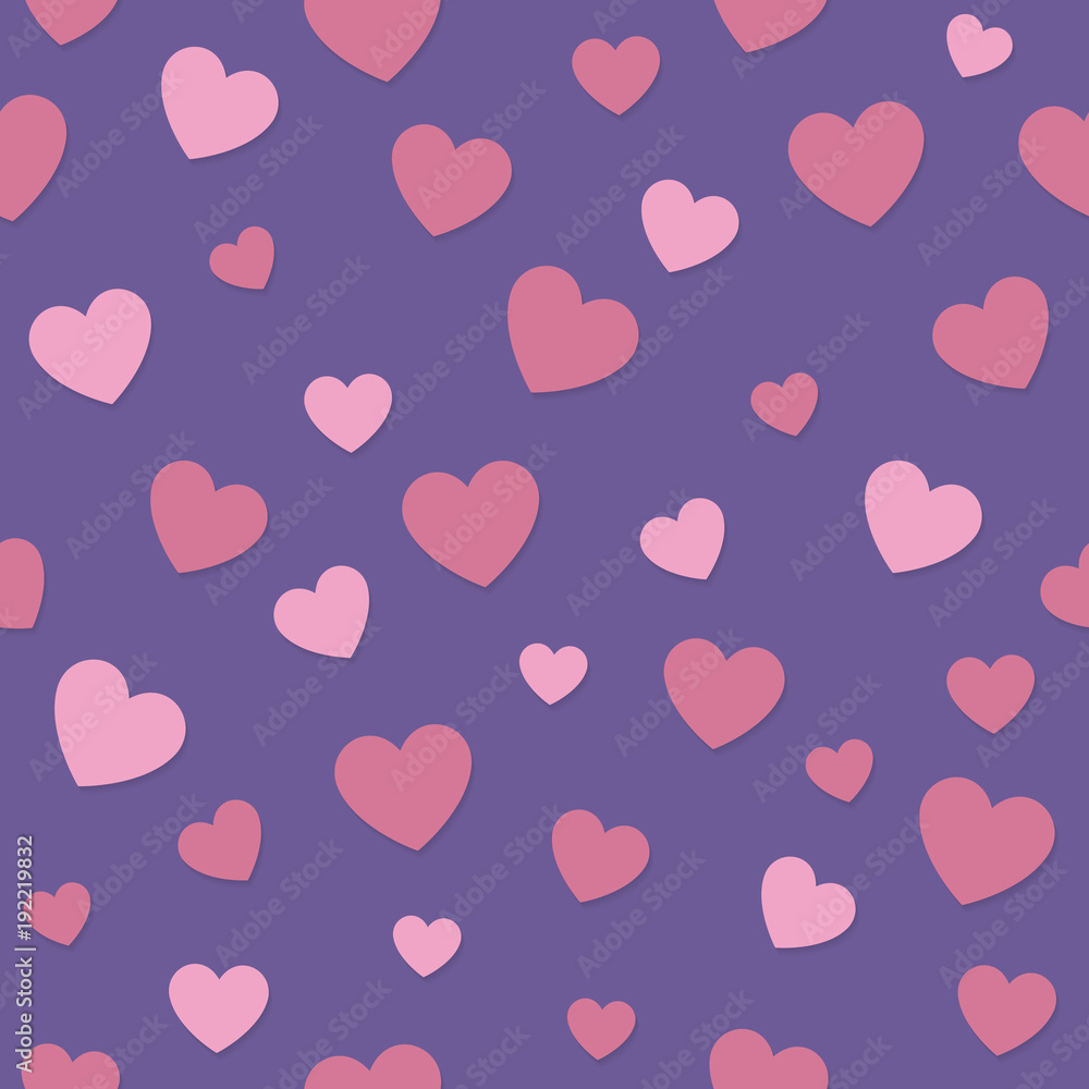 Seamless pattern with paper cut hearts - wrapping paper for Valentine's Day, Women's Day and Mother's Day. Vector.