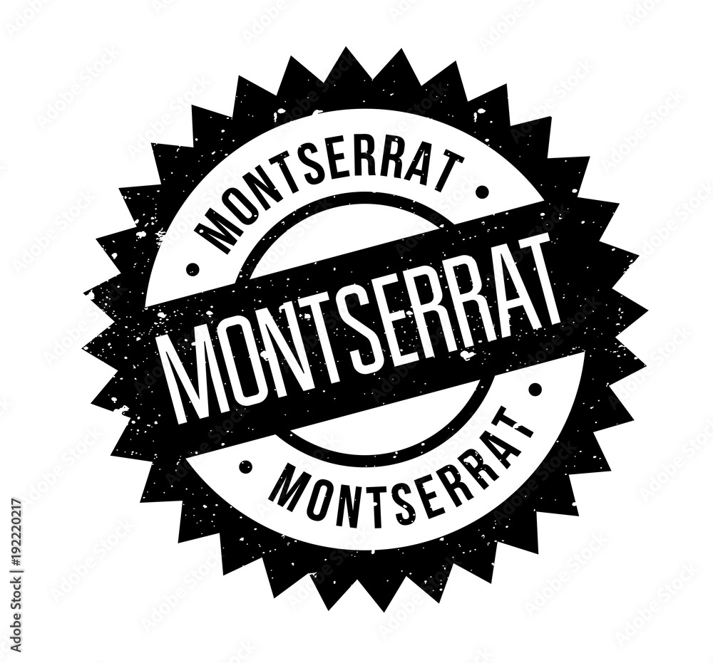 Montserrat rubber stamp. Grunge design with dust scratches. Effects can be easily removed for a clean, crisp look. Color is easily changed.