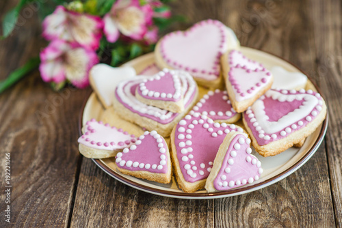 pink Valentine's heart shaped cookies