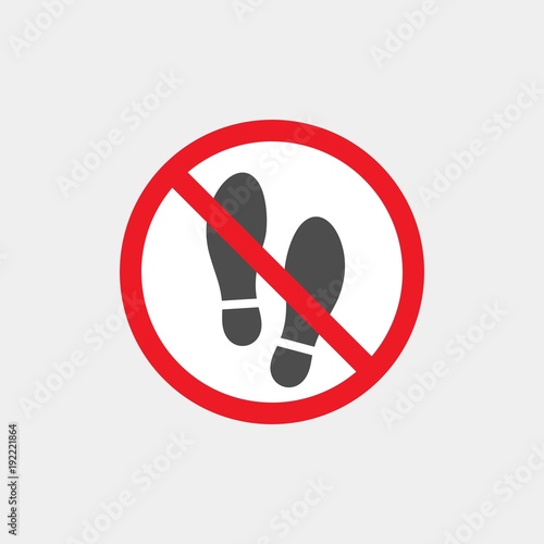  Prohibiting vector sign. Prohibiting flat vector icon. Footwear prohibited sign. No footwear