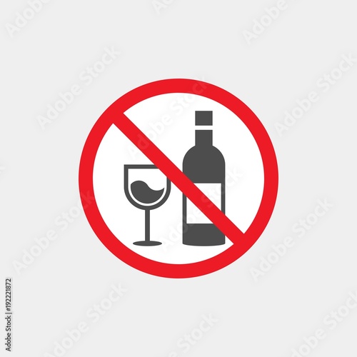 Prohibiting vector sign. Prohibiting flat vector icon. Drinking alcohol is prohibited sign. No alcohol