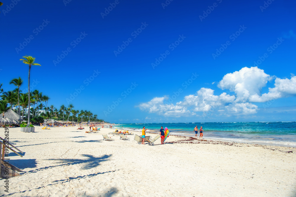 White sand of the Dominican beach of Bavaro